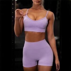Bo+Tee Lilac Purple Seamless Workout Set - Size XS